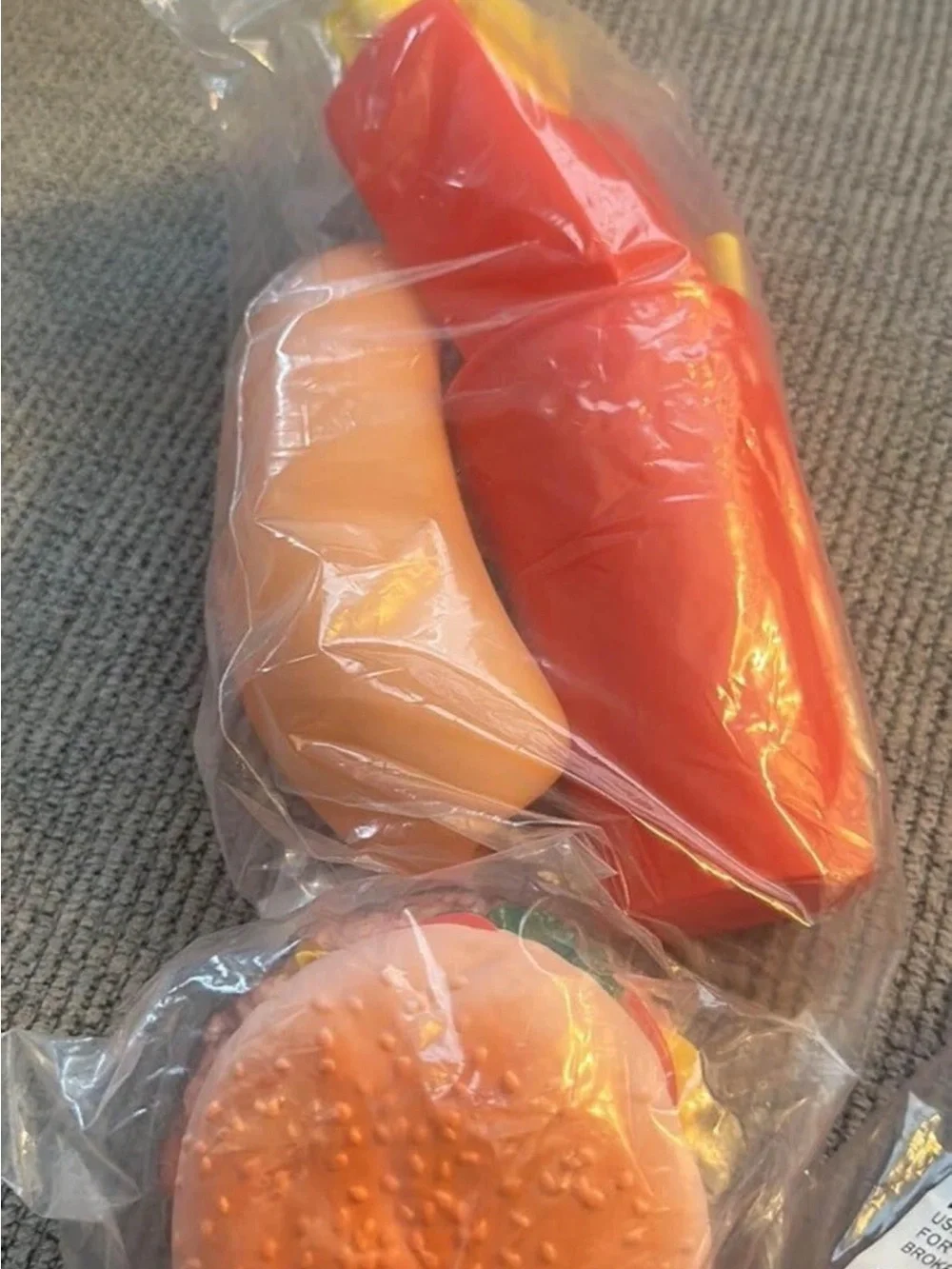 Squeaky Fast Food Dog Toys - Hot Dog & Burger Set , set of 7